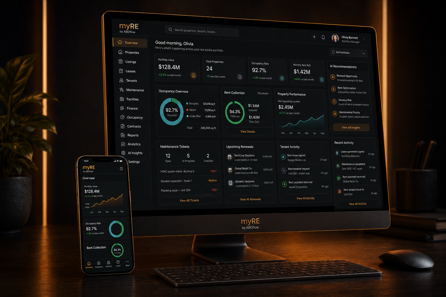 myRE real estate operations dashboard